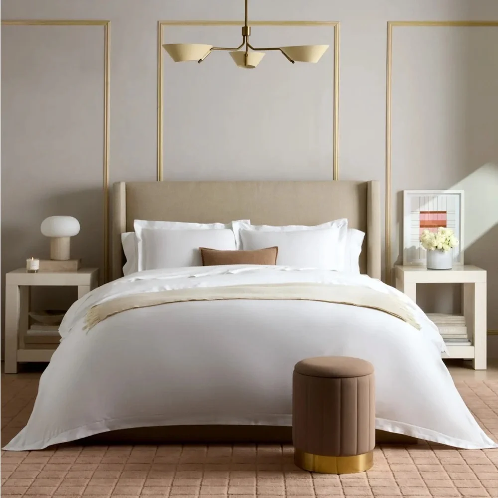 Quince Giza Cotton Sateen Duvet Cover White Full Queen